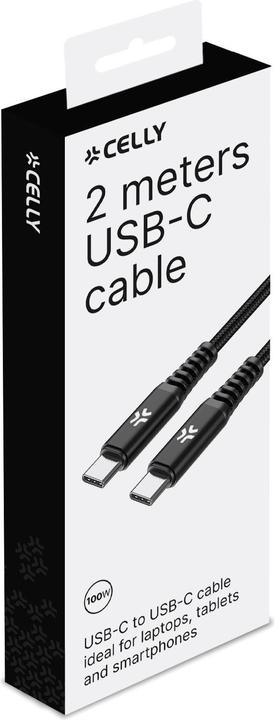Actual product image Celly Usb-C to Usb-C cable 100W 2mt (2 m, 100 W)