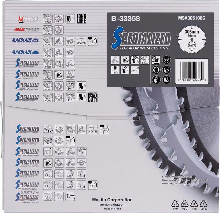 Actual product image Makita SPECIALIZED DISC SAW ALUMINUM 305x30mm 100 TEETH