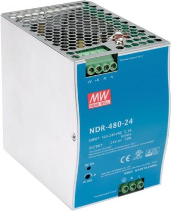 Actual product image MeanWell POWER SUPPLY - 1 OUTPUT - 480 W - TOP-HAT RAIL MOUNTING - 24 V 20 A - FOR INDUSTRIAL APPLICATION (480 W)
