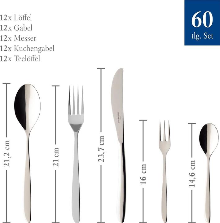 Actual product image Villeroy & Boch SoftWave Tafelbesteck für 12 Personen (60 Piece, Cutlery set)