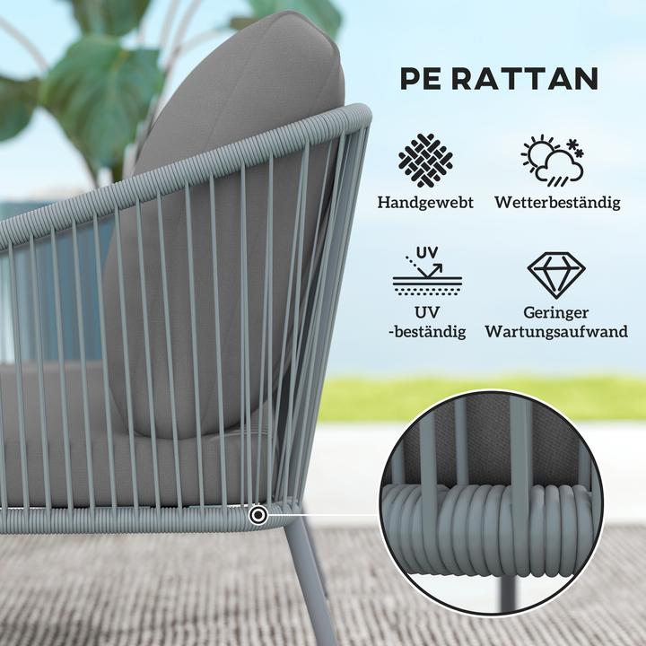 Produktbild Outsunny Rattansofa Stahl, PE-Rattan Grau