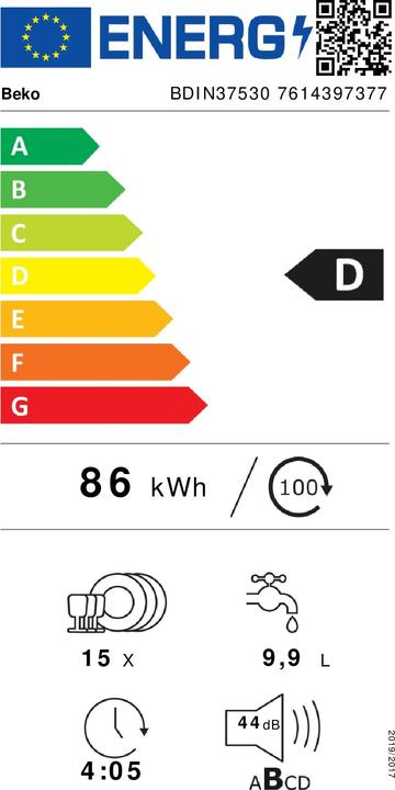 Label énergétique Beko BDIN37530