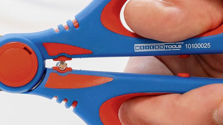 Produktbild Weicon Elektrikerschere XL für feindrähtige Kabel bis max. 50mm² bl/rt (4.30 cm)