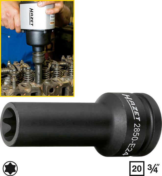 Produktbild HAZET Schlag-, Maschinenschrauber Steckschlüsseleinsatz ∙ TORX 2850-E24 ∙ Vierkant20 mm (3/4 Zoll)… (3/4")