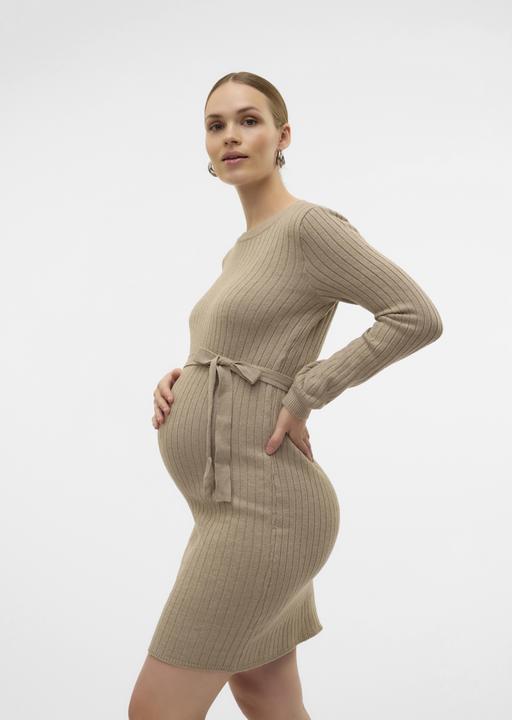 Produktbild Mamalicious Normal geschnitten Rundhals Gerippte Ärmelbündchen Ballonärmel Kurzes Kleid Strickkleid (L)