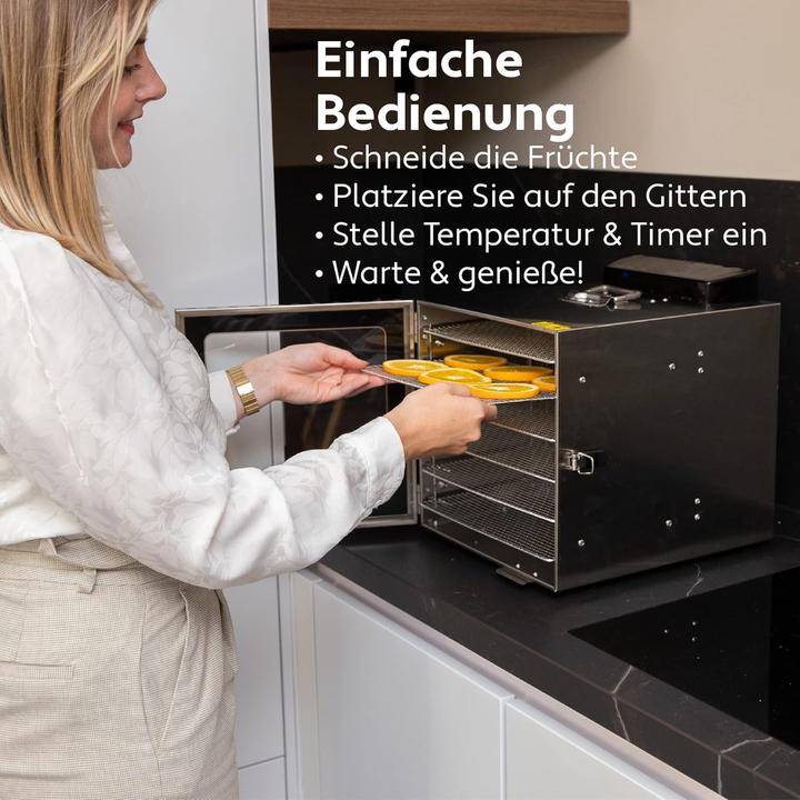 Produktbild Vita5 Nobel S Voedseldroger Droogoven - RVS 24-Uurs Timer - 30-90C 400 Watt Led-bedieningspaneel Dehydrato