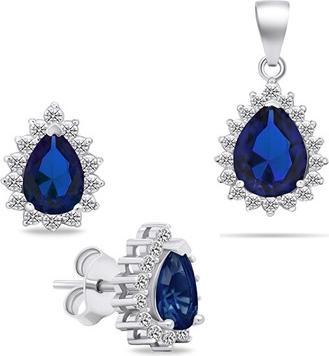 Immagine prodotto Brilio Argento - Incantevole parure di gioielli in argento con zirconi SET226WB (Orecchini. Ciondolo)