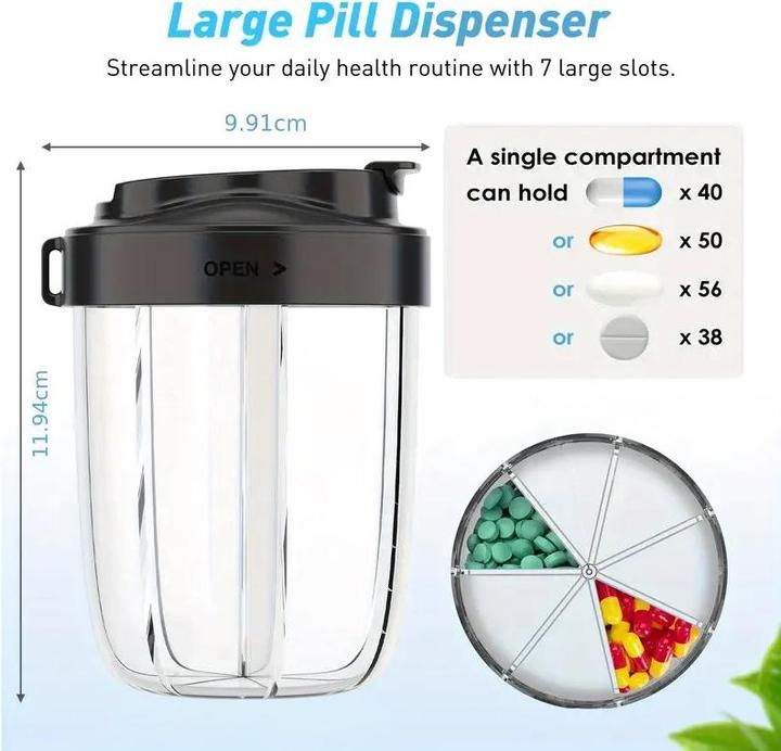 Actual product image Cbx Runde Pillendose Tablettenbox mit 7 separaten Fächer