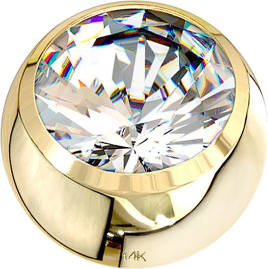 Star Piercing Micro Kugel 14k gold mit Kristall silber (ohne Messing, 14k Gold)