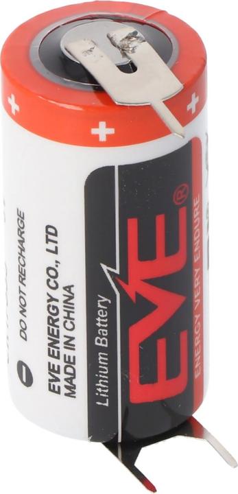 Actual product image Eve Battery CR17335 2/3A with PCB contacts +/-- 7.6mm pitch (1550 mAh)