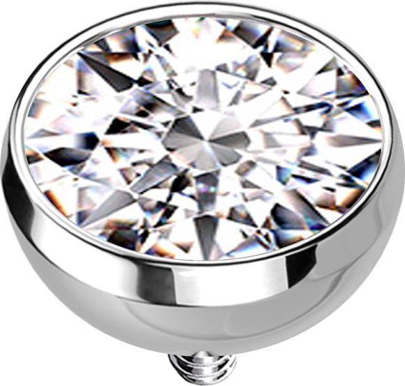 Star Piercing Dermal Anchor Halbkugel silber mit Kristall silber (ohne Messing, Titan G23)