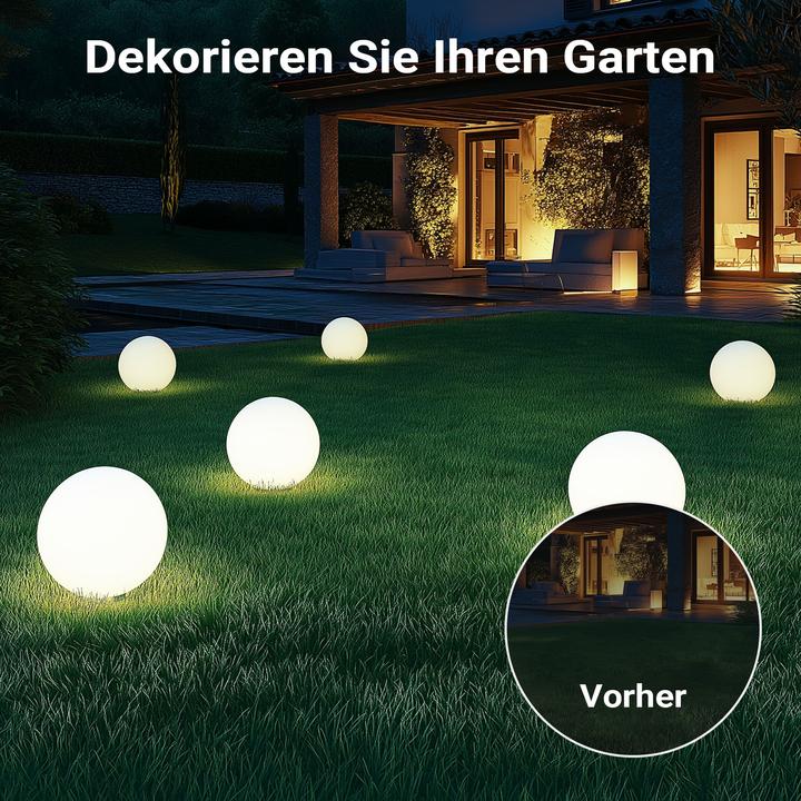 Actual product image Wiltec Outdoor Ball Light Ø30 cm, Garden Light with Ground Spike, IP44 Outdoor Light, 40W E-27 Socket (E27, IP44)