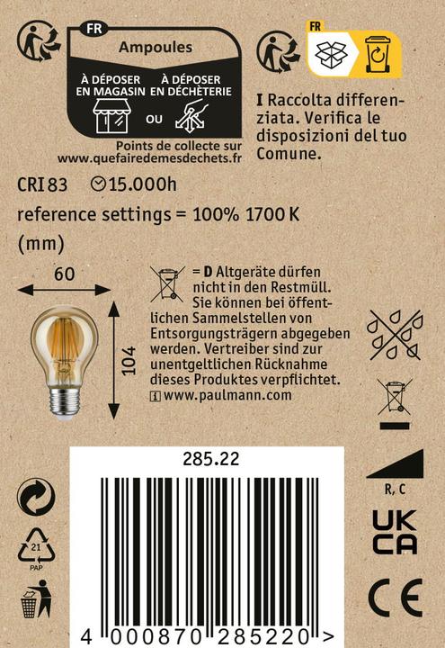 Produktbild Paulmann 1879 Filament Birne (E27, 6 W, 500 lm, 1 x)