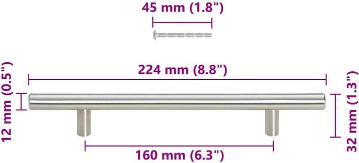 Produktbild VidaXL Möbelgriffe 10 Stk. Silbern 160 mm Edelstahl,Farbe