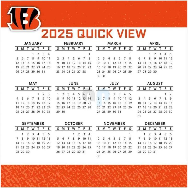 Valeurs nutritives et ingrédients NFL - Cincinnati Bengals - Calendrier de bureau 2025 (Allemand, Français, Italien, Espagnol, Anglais)