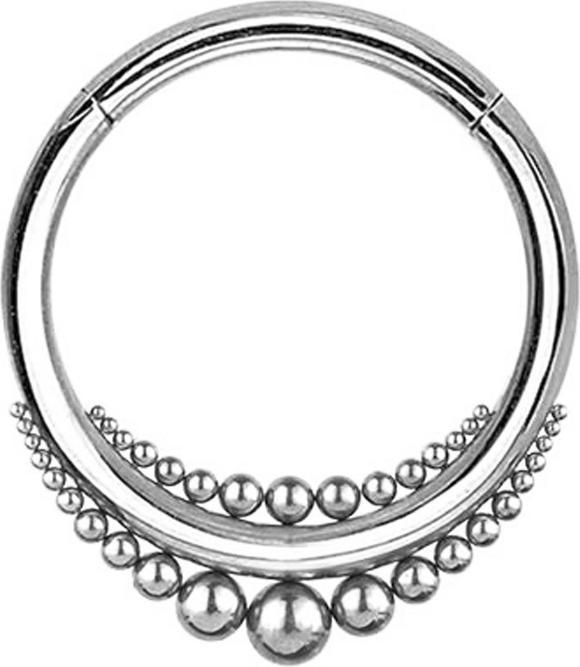 Immagine prodotto Star Piercing Anello a segmenti con peso all'orecchio pieghevole con sfere d'argento ascendenti più grandi (Acciaio chirurgico 316L)
