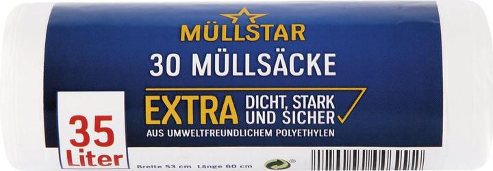 Produktbild HNAT Müllsäcke 35 Liter 10 my 550 x 600 mm weiss (35 l)