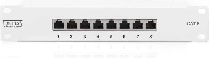 Immagine prodotto Digitus CAT 6 Patch Panel schermato a 8 porte RJ45 8P8C LSA 1U 25,4cm 10inch Rack Mount Colore Grigio RAL