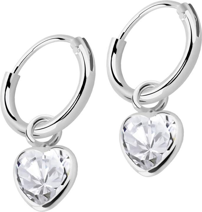 Star Piercing Ohrring silber rund Anhänger Herz Kristall silber (925 Sterlingsilber, ohne Messing)