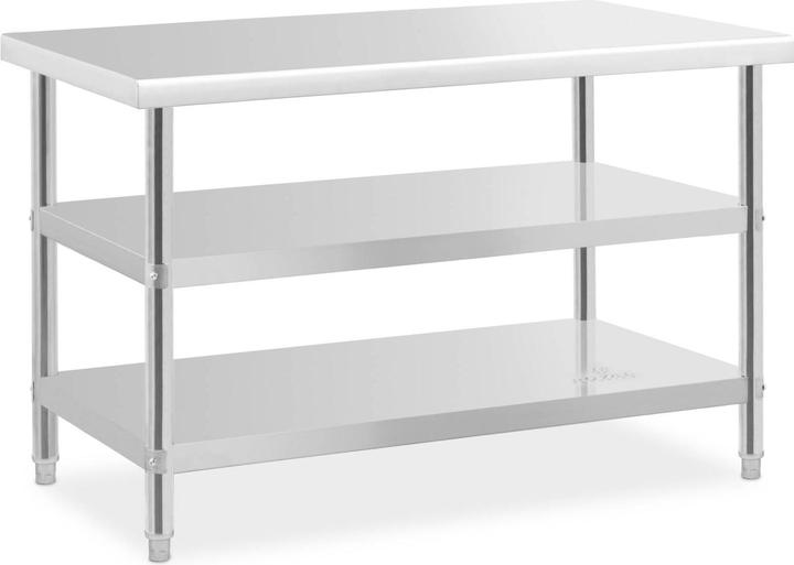 Produktbild Royal Catering Edelstahltisch Arbeitstisch Küche 120 x 70 x 5 cm 2 Ablagen verstellbare Füsse