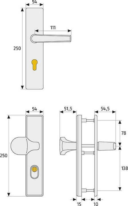 Actual product image Abus KLZS714 F3 EK Security fitting DG, brass (Door handle)