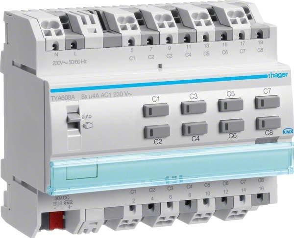 Actual product image Hager Switching/shutter output 8-fa. 4A, manual or bus TYA608A (Switch actuator)