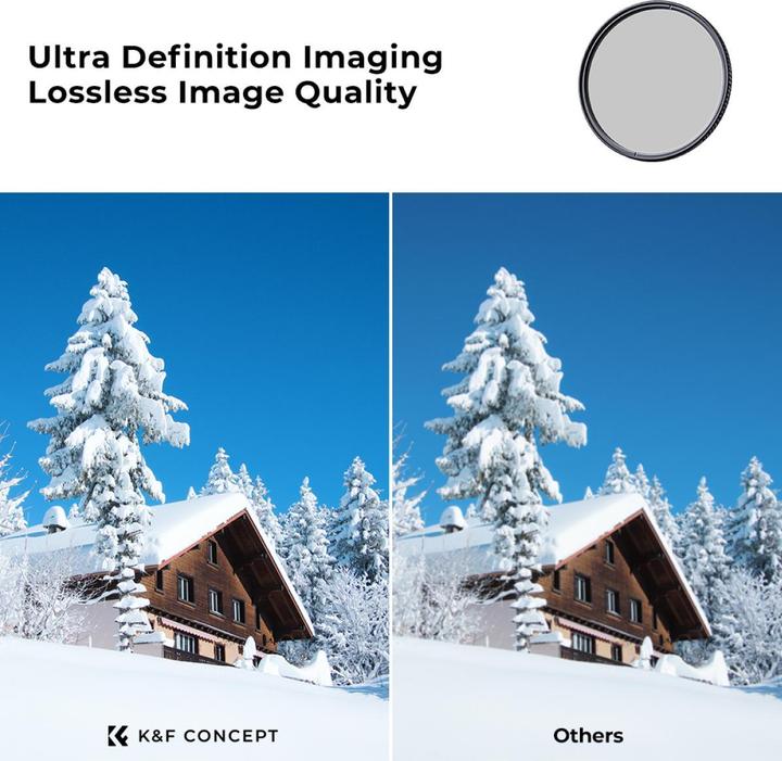Produktbild K&F Concept 52MM CPL Filter Super Slim Circular Polarizing Filter with 28 Layer Green Coated, HD, Waterproof, An (52 mm, Polarisationsfilter)