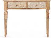 Actual product image Giftdecor hall table 2 drawers natural white leaves