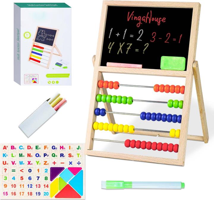 Produktbild Activity Board Grundschul-Rechenschieber Abakus, Abakus-Rechner Kinderabakus Zählrahmen mit Kreidetafel &