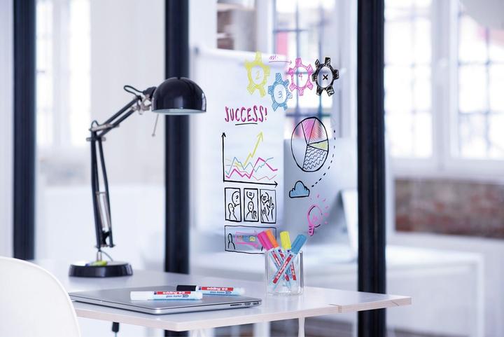 Produktbild Edding Glasboard Marker Set (Weiss, Gelb, Pink, Hellblau, 3 mm, 4 x)