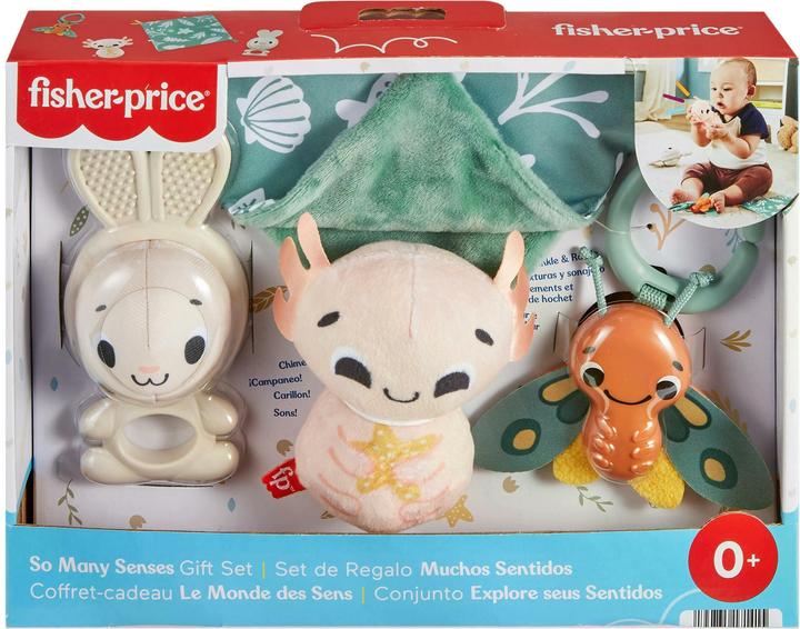 Produktbild Fisher-Price Sensorische Erlebnisse Geschenkset, 4 sensorische Spielzeuge mit feinmotorischen Aktivitäten für Bab