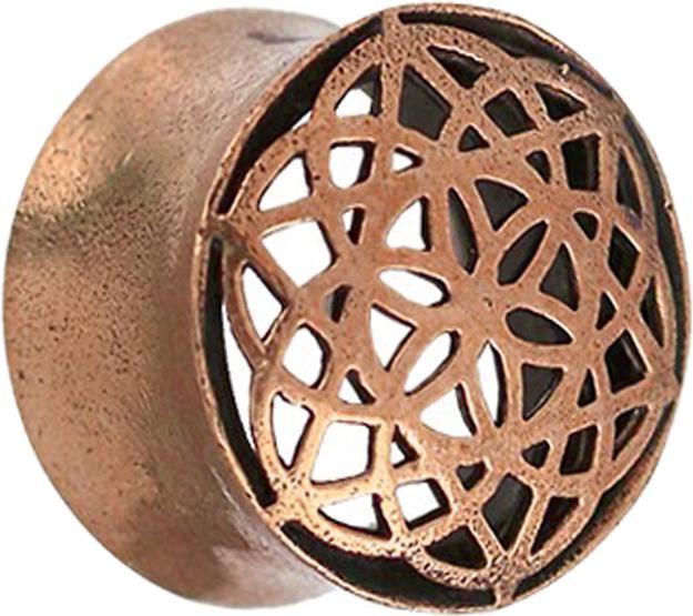 Star Piercing Flared Tunnel rosegold Blume des Lebens (ohne Messing, Bronze)