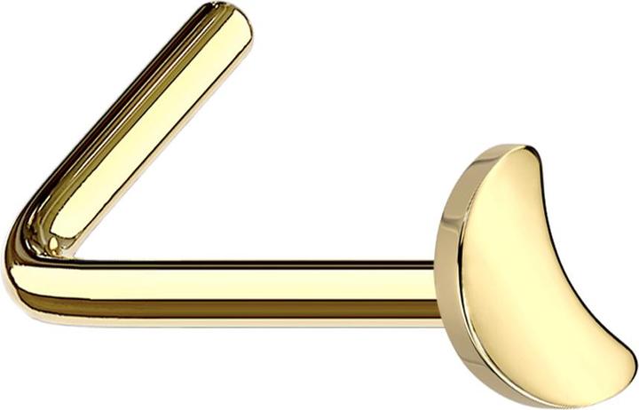 Star Piercing Nasenstecker gewinkelt vergoldet mit Mond (ohne Messing, Titan G23)