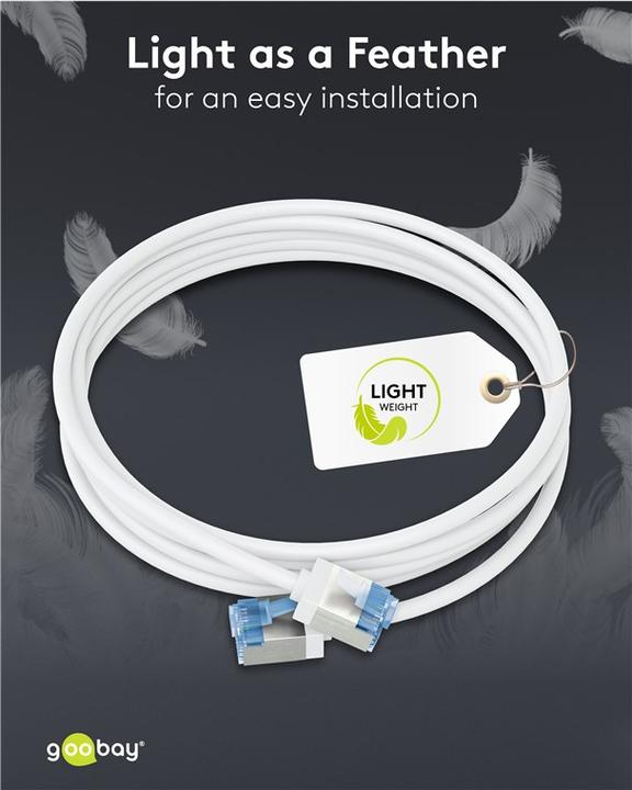 Immagine prodotto Goobay Cavo patch CAT 6A ultra-flessibile, sottile, U/FTP, bianco (PiMF, U/FTP, CAT6a, 15 m)
