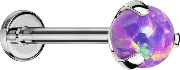 Star Piercing Micro Threadless Labret silber mit Kugel Opal violett gefasst (Titan G23, ohne Messing)