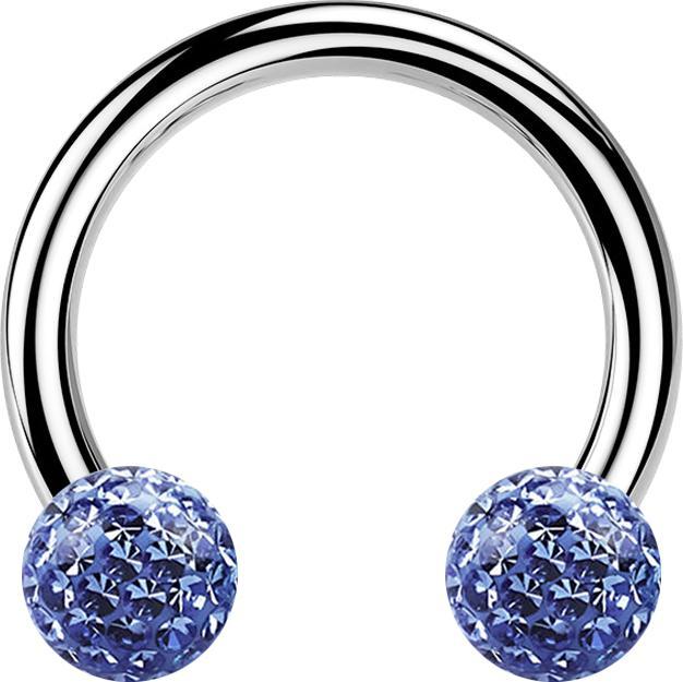 Produktbild Star Piercing Circular Barbell silber mit zwei Kristall Kugeln dunkelblau Epoxy Schutzschicht (Chirurgenstahl 316L)