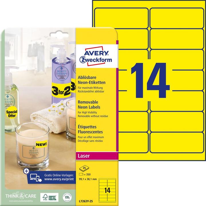 Actual product image Avery Labels in special colours