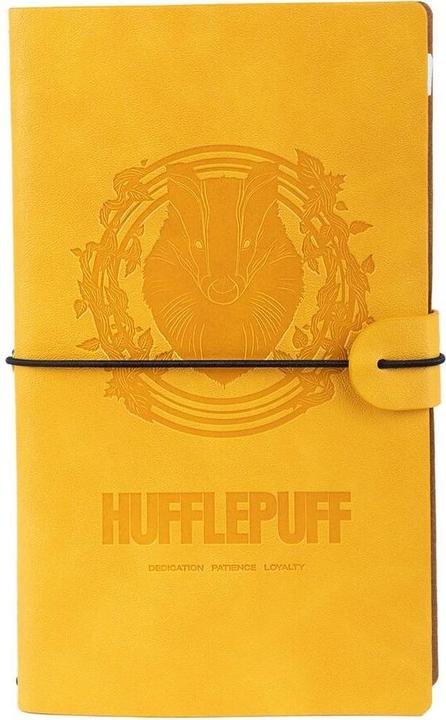 Image du produit - Carnet de voyage en cuir Poufsouffle 12x19,6 cm (Jaune) (Quadrillé, Couverture rigide)