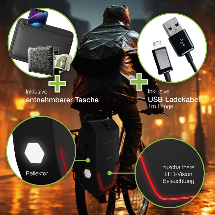 Produktbild Eloneo Fahrradtasche für Laptop (28 l, Gepäckträgertasche)