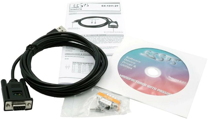 Actual product image Exsys GmbH USB 2.0 to 1S Serial RS-232 Port for -40°C to +85°C (FTDI Chip-Set) (2.50 m)
