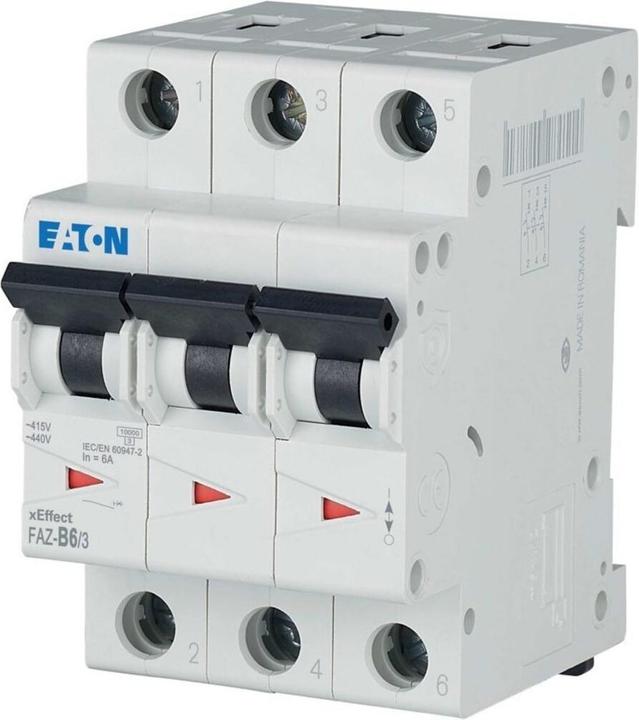 Actual product image Eaton Circuit Breaker, B Curve, 6A, 3-Pole
