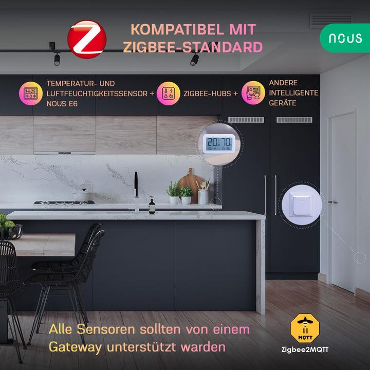 Image du produit Nous Capteur de température et d'humidité Smart LCD E6 ZigBee