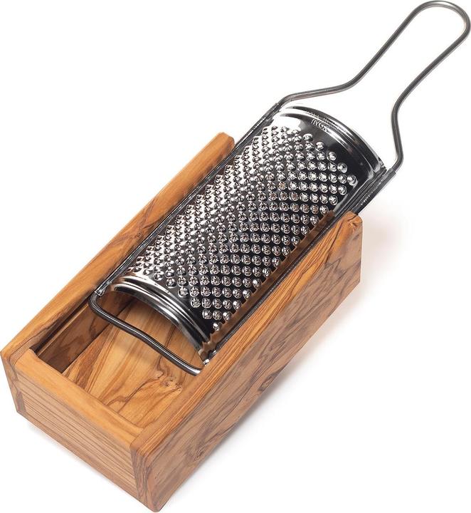 Natura Punto Râpe à fromage, Râpe à parmesan avec compartiment de service, 24,5cm, bois d'olivier