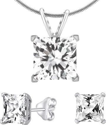 Silvego Schmuckset für Frauen aus 925er Sterling Silber mit quadratischen Zirkonias (925er Sterling Silber)