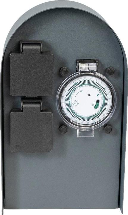 Actual product image Grafner Stainless Steel Socket Pillar with Timer 2 Outdoor Sockets Anthracite Garden Socket