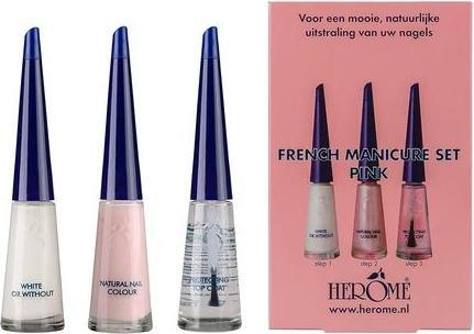 Immagine prodotto Herome Set per french manicure rosa Set per french manicure in 3 fasi, sbiancante per unghie e top coat (Pink, Topcoat)