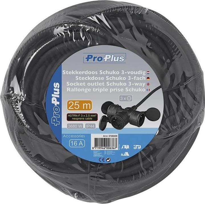 Produktbild ProPlus Steckdose Schuko 3-fach 25M mit 3x2,5mm² (25 m)