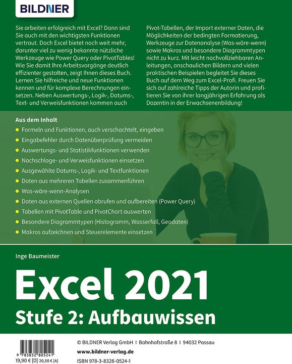Produktbild Excel 2021 - Stufe 2: Aufbauwissen (Deutsch, Inge Baumeister, 2022)