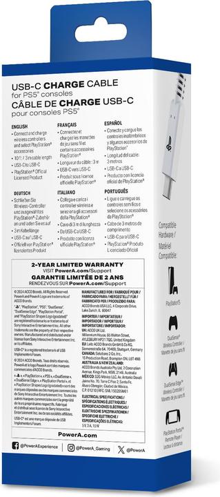 Nutritional values and ingredients PowerA USB-C Charging Cable for PS5 (PS5)