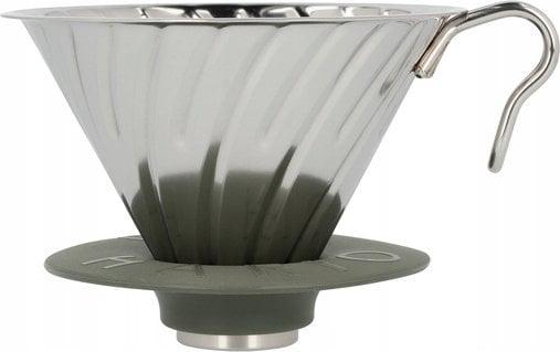 Actual product image Hario V60-02 Silver-coloured Metal Outdoor Dropper with Silicone Base